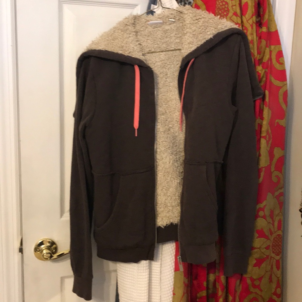 Warm hoodie with faux wool lining